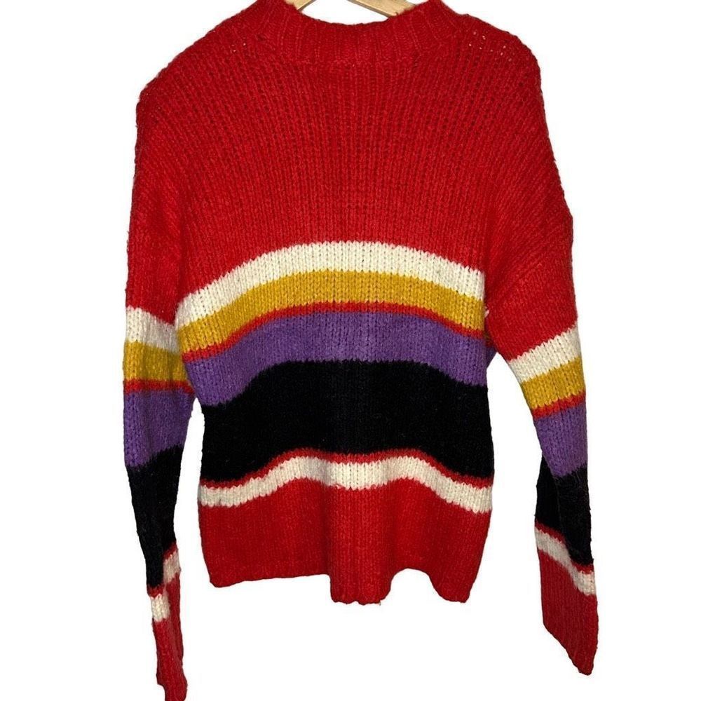 Sanctuary Sweater Wool and Alpaca Soft Sweater size small Red with block color s